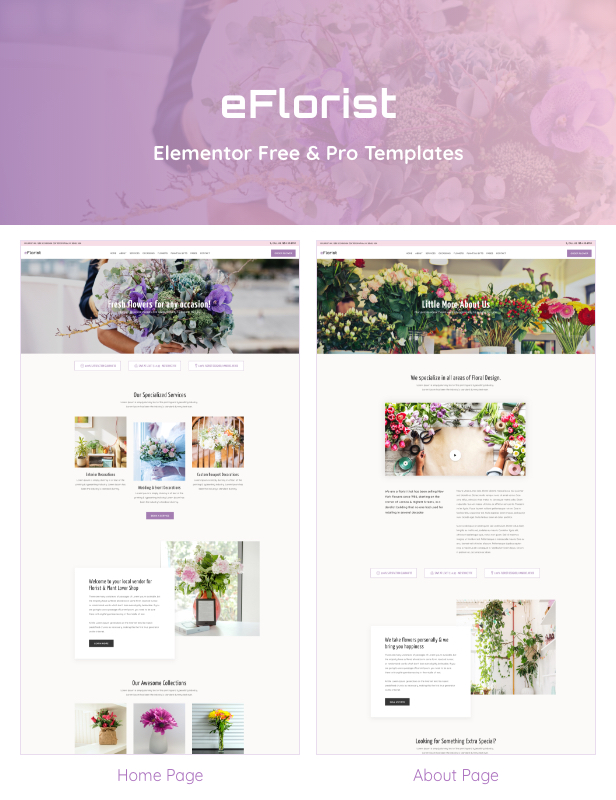 eFlorist - Flower Boutique & Decoration Elementor Template Kit - 1